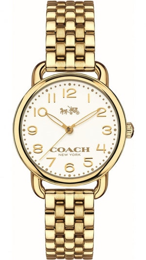 Buy Shop Coach Delancey White Dial Gold Steel Strap Watch for Women - 14502241 USA Online