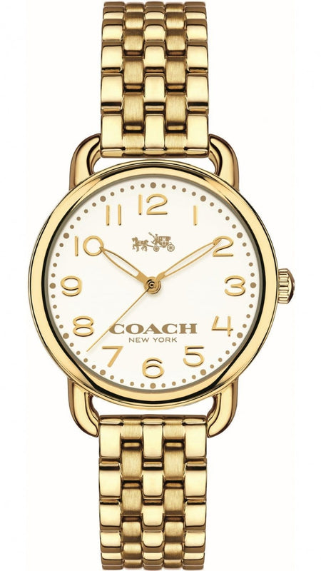 Buy Shop Coach Delancey White Dial Gold Steel Strap Watch for Women - 14502241 USA Online