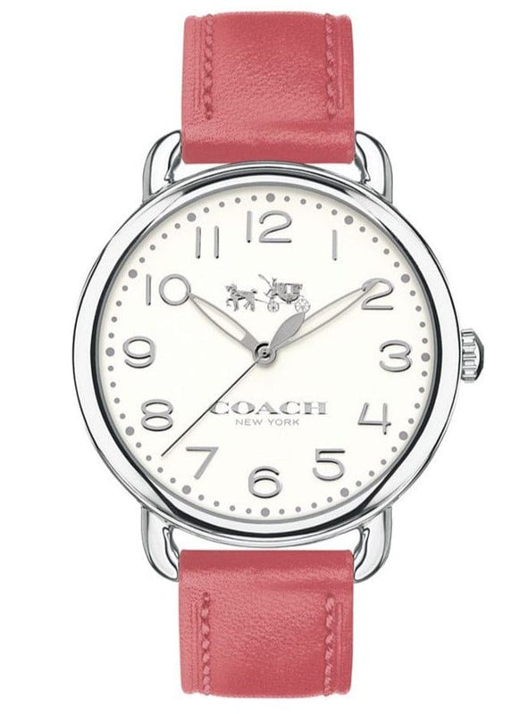 Buy Shop Coach Delancey White Dial Pink Leather Strap Watch for Women - 14502717 USA Online