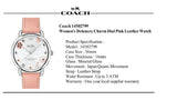 Buy Shop Coach Delancey White Dial Pink Leather Strap Watch for Women - 14502799 USA Online