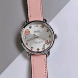 Buy Shop Coach Delancey White Dial Pink Leather Strap Watch for Women - 14502799 USA Online