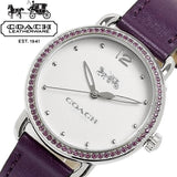 Buy Shop Coach Delancey White Dial Purple Leather Strap Watch for Women - 14502886 USA Online