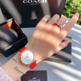 Buy Shop Coach Delancey White Dial Red Leather Strap Watch for Women - 14502878 USA Online