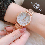 Buy Shop Coach Delancey White Dial Rose Gold Steel Strap Watch for Women - 14502242 USA Online