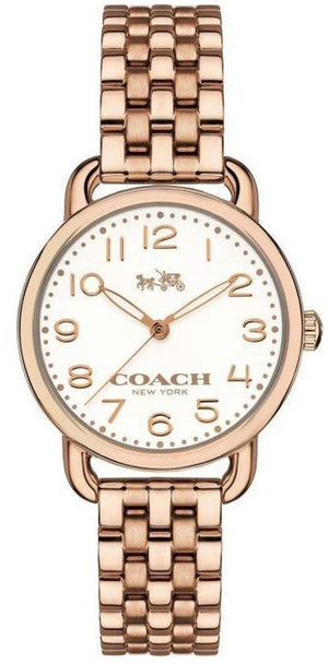 Buy Shop Coach Delancey White Dial Rose Gold Steel Strap Watch for Women - 14502242 USA Online
