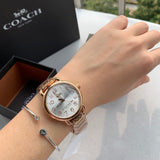 Buy Shop Coach Delancey White Dial Rose Gold Steel Strap Watch for Women - 14502497 USA Online