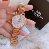 Buy Shop Coach Delancey White Dial Rose Gold Steel Strap Watch for Women - 14502497 USA Online