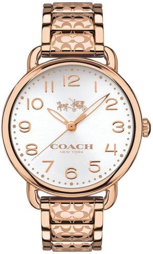 Buy Shop Coach Delancey White Dial Rose Gold Steel Strap Watch for Women - 14502497 USA Online
