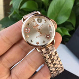 Buy Shop Coach Delancey White Dial Rose Gold Tone Stainless Steel Watch For Women - 14502811 USA Online