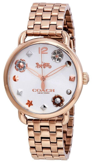 Buy Shop Coach Delancey White Dial Rose Gold Tone Stainless Steel Watch For Women - 14502811 USA Online