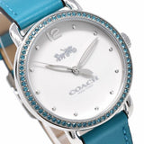 Buy Shop Coach Delancey White Dial Turquoise Leather Strap Watch for Women - 14502884 USA Online