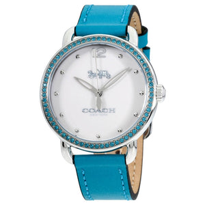 Buy Shop Coach Delancey White Dial Turquoise Leather Strap Watch for Women - 14502884 USA Online