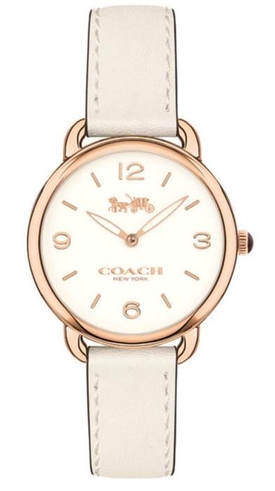 Buy Shop Coach Delancey White Dial White Leather Strap Watch for Women - 14502790 USA Online