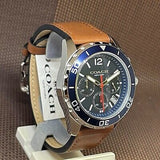Buy Shop Coach Kent Chronograph Blue Dial Brown Leather Strap Watch for Men - 14602560 USA Online