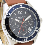 Buy Shop Coach Kent Chronograph Blue Dial Brown Leather Strap Watch for Men - 14602560 USA Online