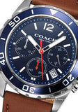 Buy Shop Coach Kent Chronograph Blue Dial Brown Leather Strap Watch for Men - 14602560 USA Online