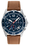 Buy Shop Coach Kent Chronograph Blue Dial Brown Leather Strap Watch for Men - 14602560 USA Online