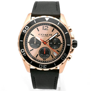 Buy Shop Coach Kent Chronograph Rose Gold Dial Black Leather Strap Watch for Men - 14602559 USA Online