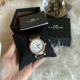 Buy Shop Coach Madison White Dial Black Leather Strap Watch for Women - 14503396 USA Online