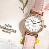 Buy Shop Coach Madison White Dial Pink Leather Strap Watch for Women - 14503395 USA Online