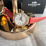 Buy Shop Coach Madison White Dial Red Leather Strap Watch for Women - 14502400 USA Online