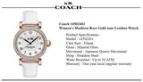 Buy Shop Coach Madison White Dial White Leather Strap Watch for Women - 14502401 USA Online