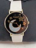 Buy Shop Coach Perry Black Dial White Leather Strap Watch for Women - 14503041 USA Online