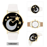 Buy Shop Coach Perry Black Dial White Leather Strap Watch for Women - 14503041 USA Online