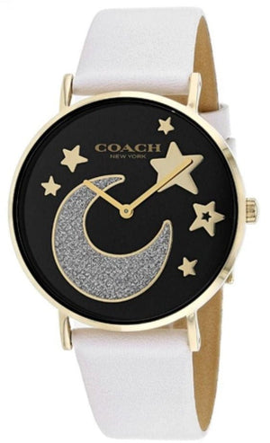 Buy Shop Coach Perry Black Dial White Leather Strap Watch for Women - 14503041 USA Online