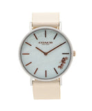 Buy Shop Coach Perry Blue Mother of Pearl Dial White Leather Strap Watch for Women - 14503270 USA Online