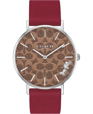 Buy Shop Coach Perry Coffee Brown Dial Red Leather Strap Watch for Women - 14503474 USA Online