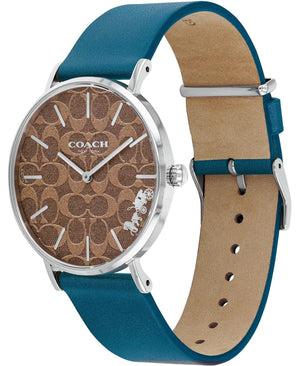 Buy Shop Coach Perry Coffee Dial Blue Leather Strap Watch for Women - 14503475 USA Online