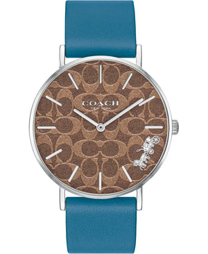 Buy Shop Coach Perry Coffee Dial Blue Leather Strap Watch for Women - 14503475 USA Online
