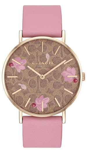 Buy Shop Coach Perry Floral Motif Fawn Dial Pink Leather Strap Watch for Women - 14503442 USA Online