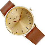 Buy Shop Coach Perry Gold Dial Brown Leather Strap Watch for Women - 14503331 USA Online