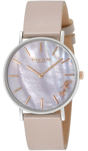 Buy Shop Coach Perry Mother of Pearl Dial Light Grey Leather Strap Watch for Women - 14503245 USA Online
