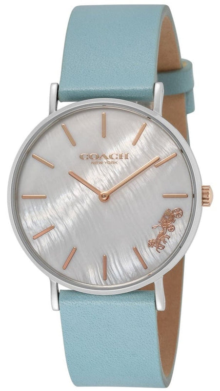 Buy Shop Coach Perry Mother of Pearl White Dial Blue Leather Strap Watch for Women - 14503271 USA Online