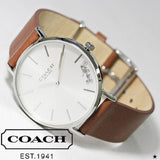 Buy Shop Coach Perry Silver Dial Brown Leather Strap Watch for Women - 14503120 USA Online