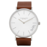 Buy Shop Coach Perry Silver Dial Brown Leather Strap Watch for Women - 14503120 USA Online