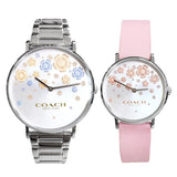 Buy Shop Coach Perry Silver Dial Pink Leather Strap Watch For Women - 14503325 USA Online