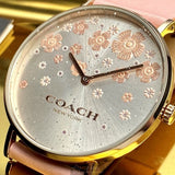 Buy Shop Coach Perry Silver Dial Pink Leather Strap Watch For Women - 14503325 USA Online