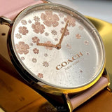 Buy Shop Coach Perry Silver Dial Pink Leather Strap Watch For Women - 14503325 USA Online