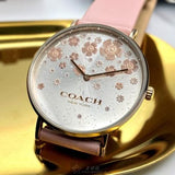 Buy Shop Coach Perry Silver Dial Pink Leather Strap Watch For Women - 14503325 USA Online