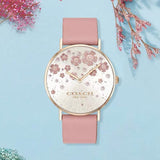 Buy Shop Coach Perry Silver Dial Pink Leather Strap Watch For Women - 14503325 USA Online