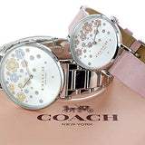 Buy Shop Coach Perry Silver Dial Pink Leather Strap Watch For Women - 14503325 USA Online