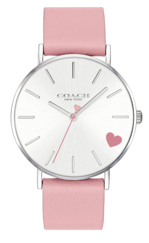 Buy Shop Coach Perry Silver Dial Pink Leather Strap Watch for Women - 14503516 USA Online