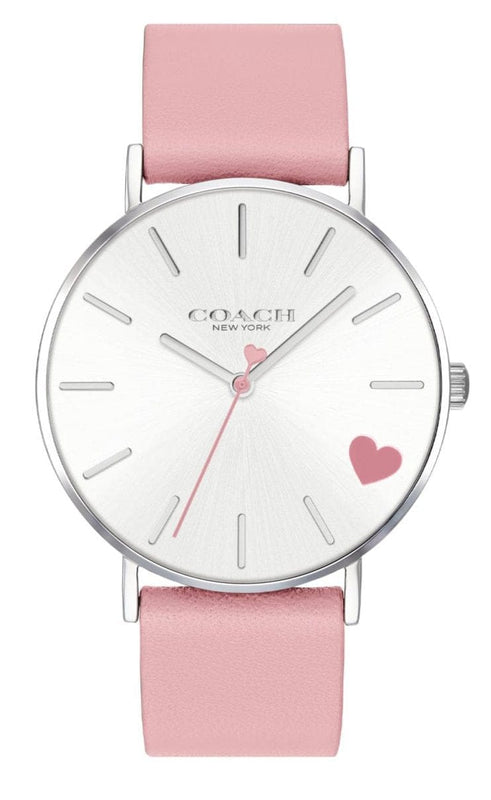 Buy Shop Coach Perry Silver Dial Pink Leather Strap Watch for Women - 14503516 USA Online