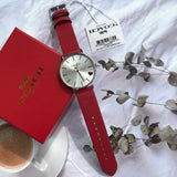 Buy Shop Coach Perry Silver Dial Red Leather Strap Watch for Women - 14503515 USA Online