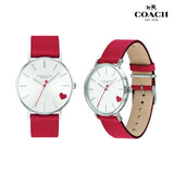 Buy Shop Coach Perry Silver Dial Red Leather Strap Watch for Women - 14503515 USA Online