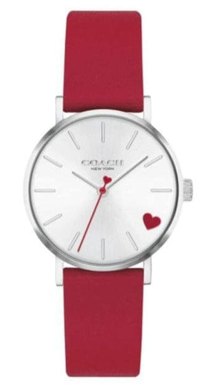 Buy Shop Coach Perry Silver Dial Red Leather Strap Watch for Women - 14503515 USA Online